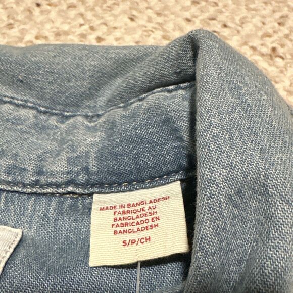 Levi's Mens Barstow Western Denim Pearl Snap Shirt Blue Stone Wash New Sz Small - Picture 8 of 8